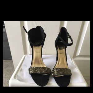 Black heels with gold beaded band